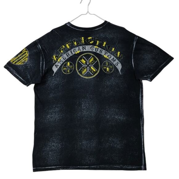 Affliction American Custom's Indian Motorcycle Black T-Shirt, Men's Size 2X - Picture 2 of 5